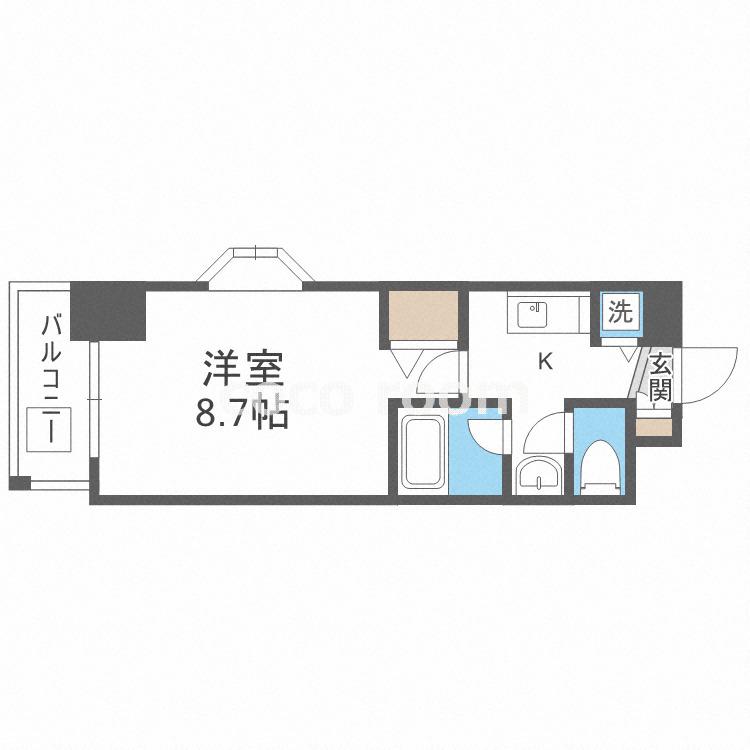 コンフォルトK(1K/4階)の間取り写真