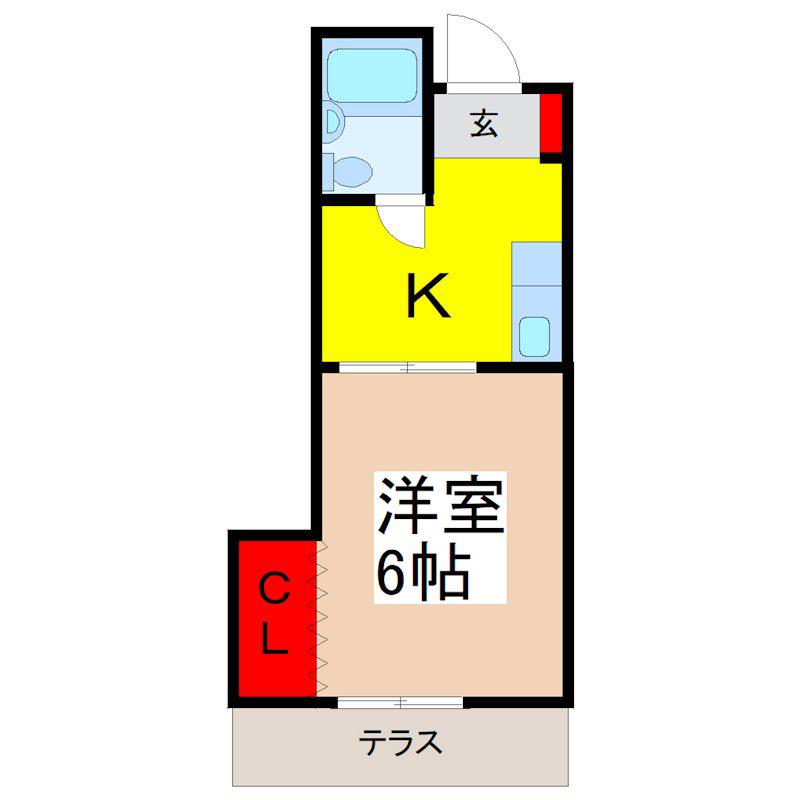キネヤビル(1K/1階)の間取り写真