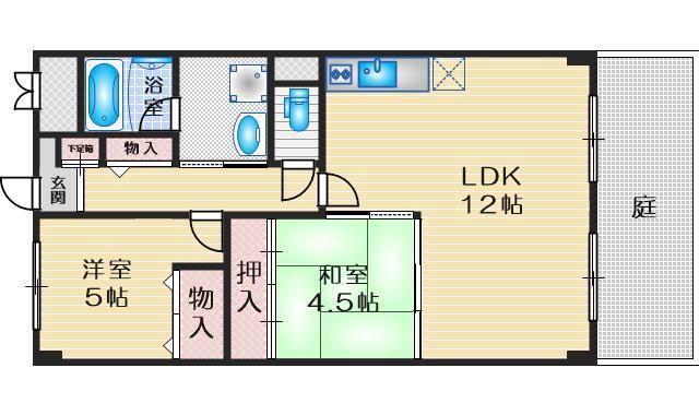 リビック千里(2LDK/1階)の間取り写真