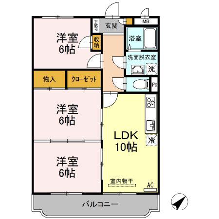 パストラル中郷原(3LDK/1階)の間取り写真