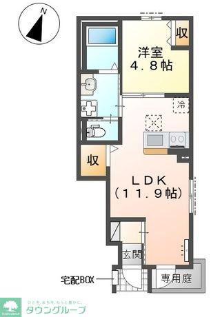 グランピュアII(1LDK/1階)の間取り写真