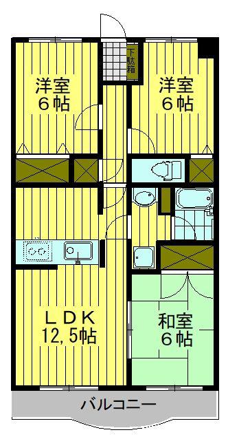 サザンコーポラス(3LDK/2階)の間取り写真