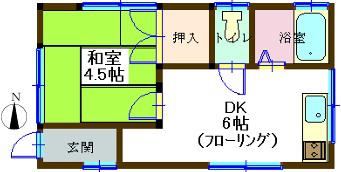 ハイツ湘南虹ケ浜(1DK/1階)の間取り写真