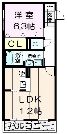 シャーメゾン美央(1LDK/2階)の間取り写真