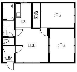 ウラキハイツB(2LDK/2階)の間取り写真