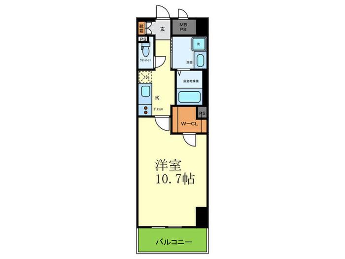 リヴェール綾堀川(1K/2階)の間取り写真