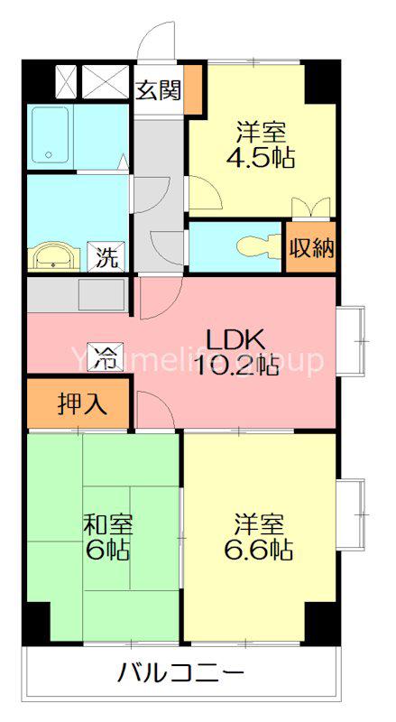 ヴェルドミール湘南平塚(3LDK/5階)の間取り写真