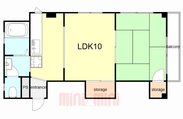 マンション輪泉(1LDK/3階)の間取り写真