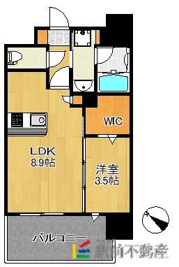 エンクレスト博多PREMIER(1LDK/8階)の間取り写真
