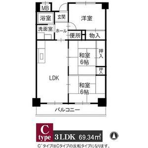 ハイム矢納(3LDK/3階)の間取り写真
