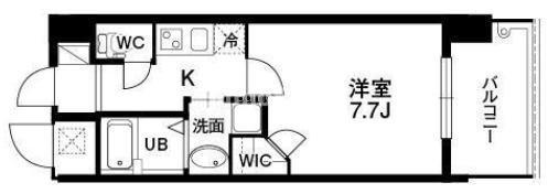 クラウンハイム北心斎橋フラワーコート(1K/4階)の間取り写真