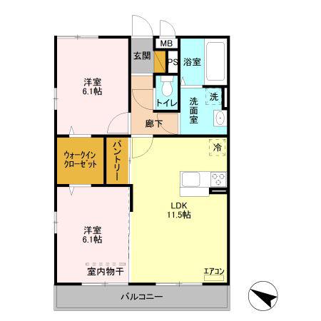 曙マンションII(2LDK/3階)の間取り写真