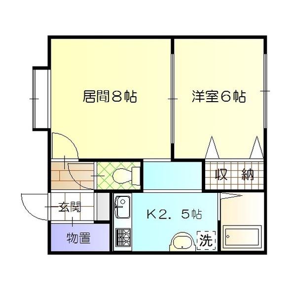 ジュリC棟(1LDK/2階)の間取り写真