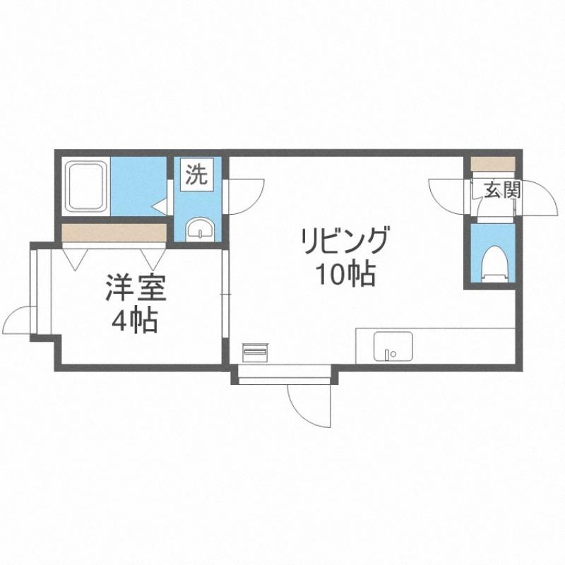 アークコート北大西III(1DK/3階)の間取り写真