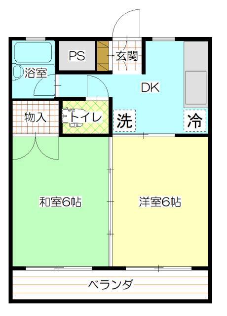 ハイツ大西(2K/2階)の間取り写真