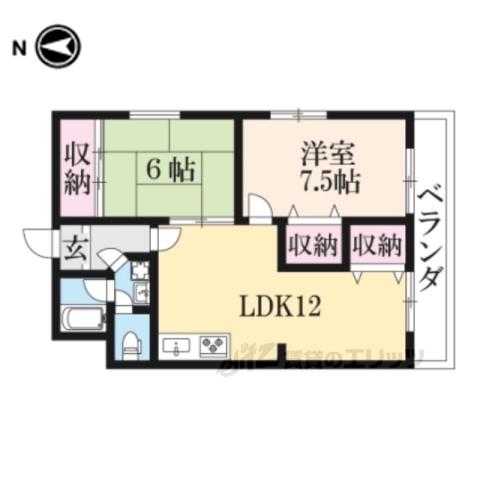 サンコーポ飯田(2LDK/3階)の間取り写真