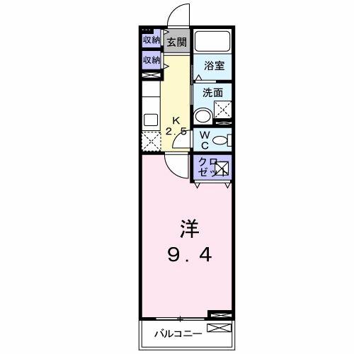 エクセランEM(1K/1階)の間取り写真