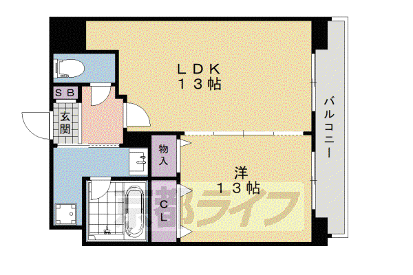 プレサンス京都神宮道(1LDK/4階)の間取り写真