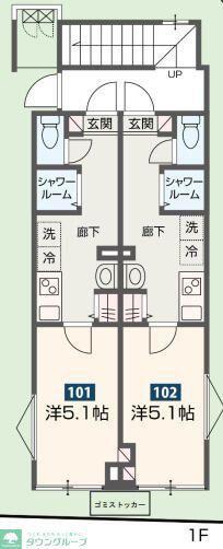 MELDIA梅島IX(1K/1階)の間取り写真
