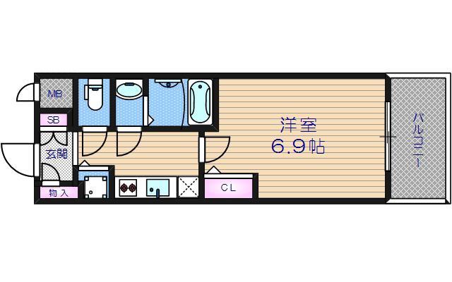 エスリード松屋町サウス(1K/3階)の間取り写真