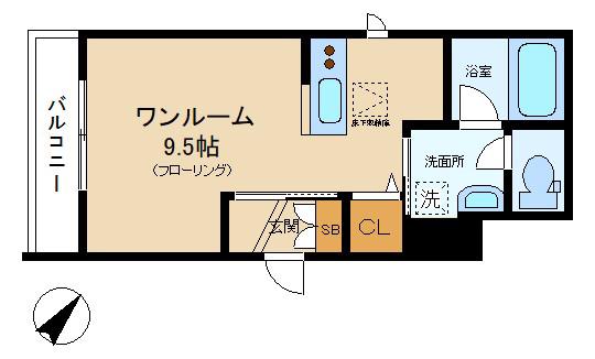 ユゥ・ララカ初台(ワンルーム/1階)の間取り写真