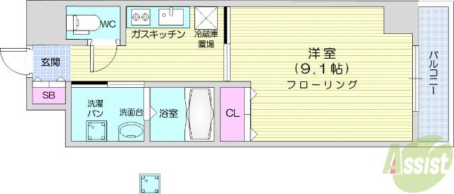 ウエストパーク支倉(1K/11階)の間取り写真