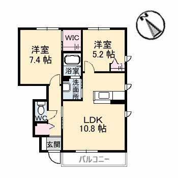 シャーメゾン ルミエール KI(2LDK/1階)の間取り写真