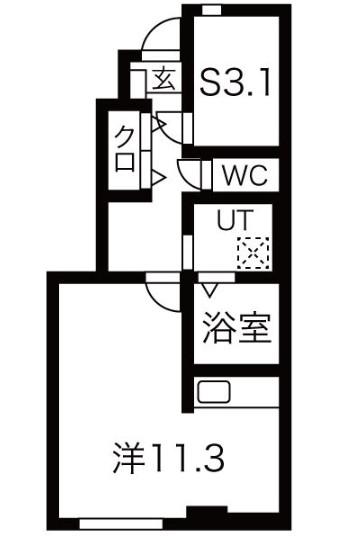 M&T神町北II(1SK/1階)の間取り写真