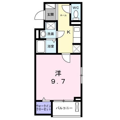 グランデュオ(1K/2階)の間取り写真