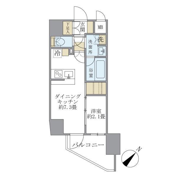 アジールコート町屋(1DK/1階)の間取り写真