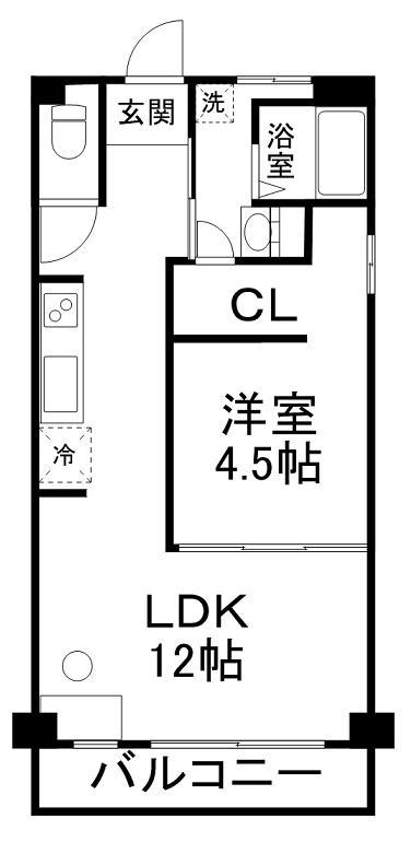 箕面レジデンス(1LDK/3階)の間取り写真