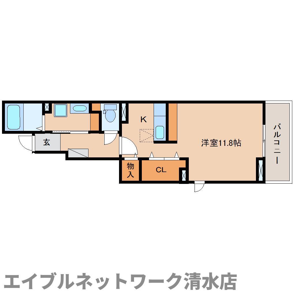 プリムヴェールB(ワンルーム/1階)の間取り写真