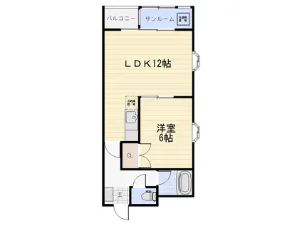 ルーミング(1LDK/3階)の間取り写真