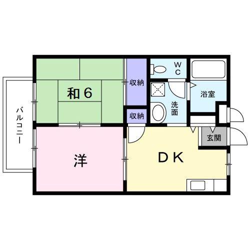 フォブール木内(2DK/2階)の間取り写真