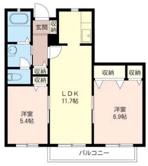 モンテローザA(2LDK/2階)の間取り写真