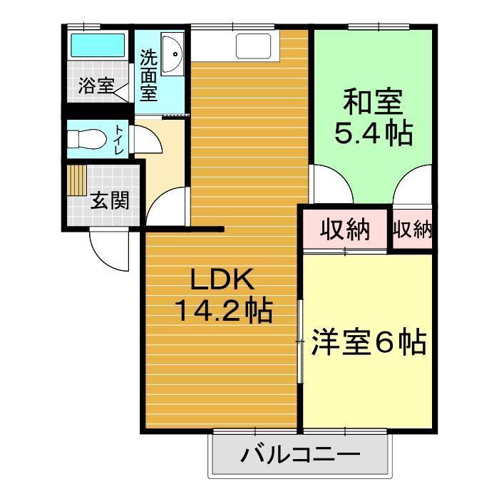 ブルーイン(2LDK/2階)の間取り写真