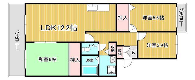 ヴィラ赤とんぼ(3LDK/4階)の間取り写真