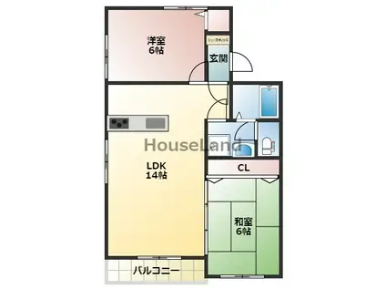 グリーンリーフ梶取(2LDK/3階)の間取り写真