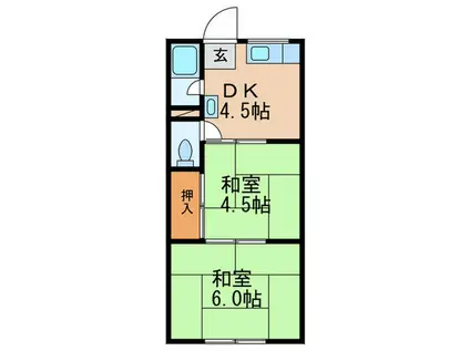 八木ハイツ(2DK/1階)の間取り写真
