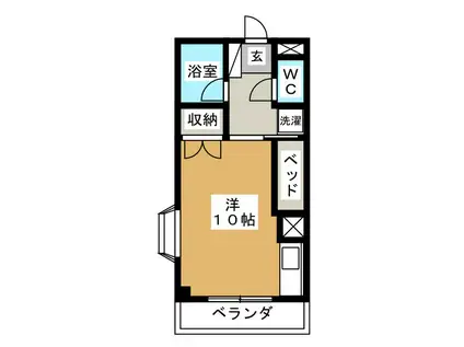 ヤナセコーポ2号館(ワンルーム/1階)の間取り写真