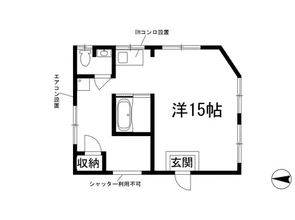 謝花ビル(ワンルーム/2階)の間取り写真