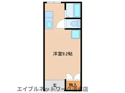 アイランドエンドウ(ワンルーム/2階)の間取り写真