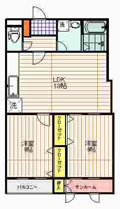 ガーデンステイツ駅西(2LDK/1階)の間取り写真