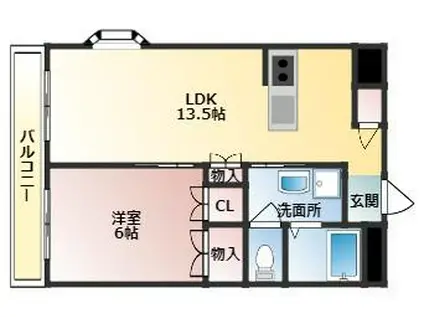 アクセス第5ビル(1LDK/6階)の間取り写真