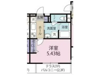 スフィーダみずほ台I(1K/1階)の間取り写真