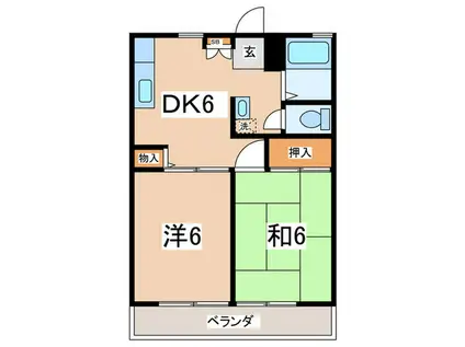 サンビレッジ瀬谷B棟(2DK/1階)の間取り写真