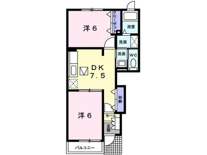 サンビレッジ里岸II棟(2DK/1階)の間取り写真