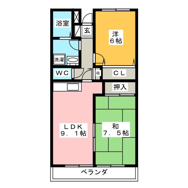バードバレーイースト(2LDK/2階)の間取り写真