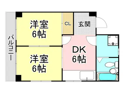 コーポ浅野岡山(2DK/5階)の間取り写真