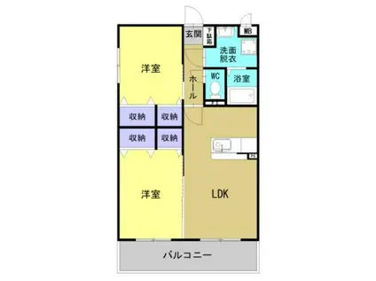 BLISS高松(2LDK/2階)の間取り写真